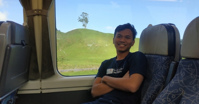 Dalam kereta perjalanan dari Auckland ke Wellington